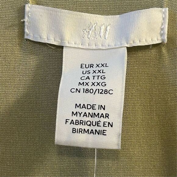 H&M Women's Green Wrap V-Neck Knee Length Dress XXL Long Sleeve - Picture 5 of 11